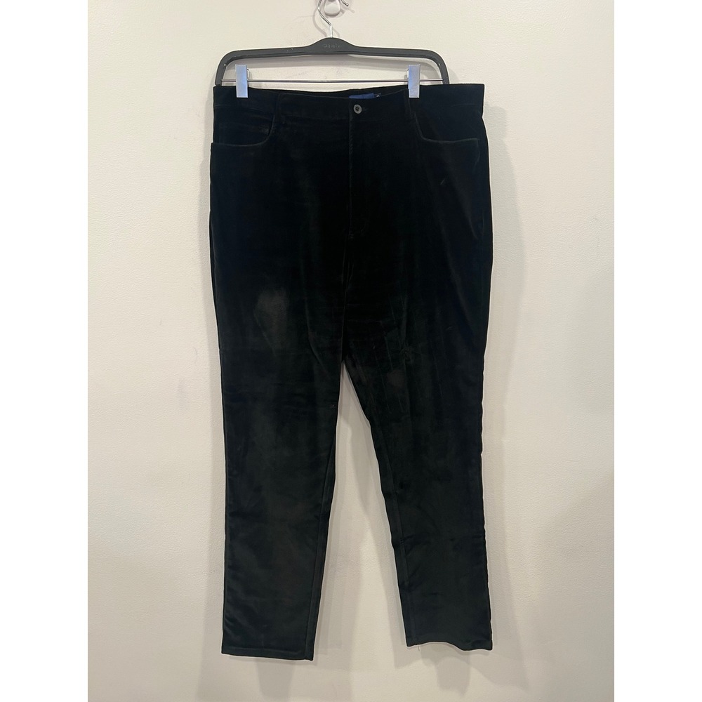 Wilke-Rodriguez Men's Velour Pants Black 2000s Vintage Flap Pocket Size 36x29.5